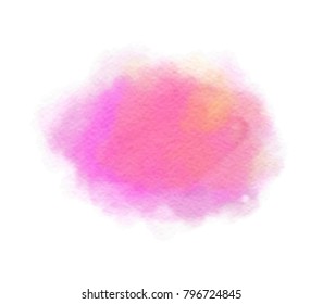 Pink orange red bright color vector isolated splash on white background for design, tag, banner, sticker. Watercolour hand drawn paper texture smudges colorful abstract art element