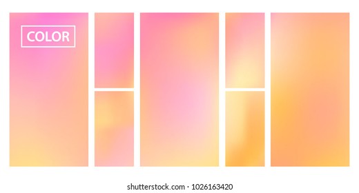 Pink, orange screen gradient set with modern abstract backgrounds. Colorful fluid cover for poster, banner, flyer and presentation. Template with screen gradient set for screens and mobile app.