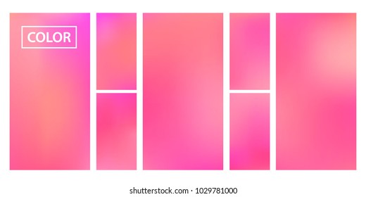 Pink, orange screen gradient set with modern abstract backgrounds. Colorful fluid cover for poster, banner, flyer and presentation. Template with screen gradient set for screens and mobile app.