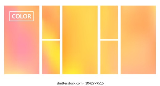 Pink, orange screen gradient set with modern abstract backgrounds. Colorful fluid cover for poster, banner, flyer and presentation. Template with screen gradient set for screens and mobile app.