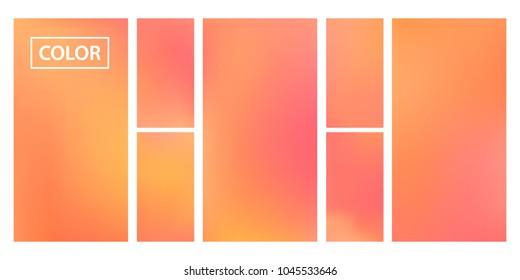 Pink, orange screen gradient set with modern abstract backgrounds. Colorful fluid cover for poster, banner, flyer and presentation. Template with screen gradient set for screens and mobile app.