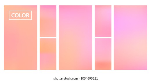 Pink, orange screen gradient set with modern abstract backgrounds. Colorful fluid cover for poster, banner, flyer and presentation. Template with screen gradient set for screens and mobile app.