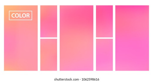 Pink, orange screen gradient set with modern abstract backgrounds. Colorful fluid cover for poster, banner, flyer and presentation. Template with screen gradient set for screens and mobile app.