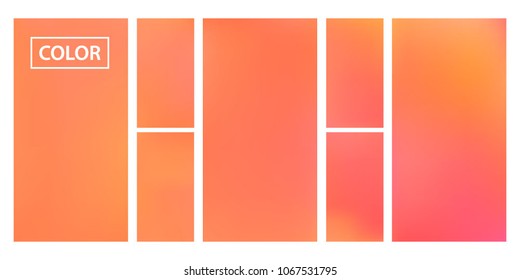 Pink, orange screen gradient set with modern abstract backgrounds. Colorful fluid cover for poster, banner, flyer and presentation. Template with screen gradient set for screens and mobile app.