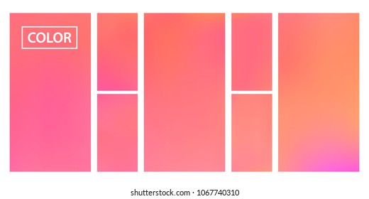 Pink, orange screen gradient set with modern abstract backgrounds. Colorful fluid cover for poster, banner, flyer and presentation. Template with screen gradient set for screens and mobile app.