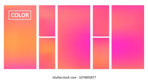 Pink, orange screen gradient set with modern abstract backgrounds. Colorful fluid cover for poster, banner, flyer and presentation. Template with screen gradient set for screens and mobile app.