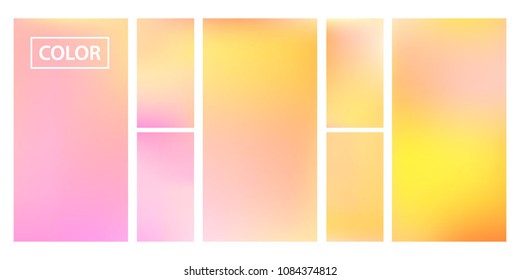 Pink, orange screen gradient set with modern abstract backgrounds. Colorful fluid cover for poster, banner, flyer and presentation. Template with screen gradient set for screens and mobile app.