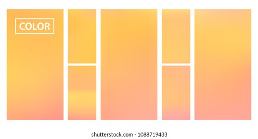 Pink, orange screen gradient set with modern abstract backgrounds. Colorful fluid cover for poster, banner, flyer and presentation. Template with screen gradient set for screens and mobile app.