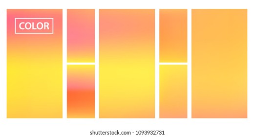 Pink, orange screen gradient set with modern abstract backgrounds. Colorful fluid cover for poster, banner, flyer and presentation. Template with screen gradient set for screens and mobile app.