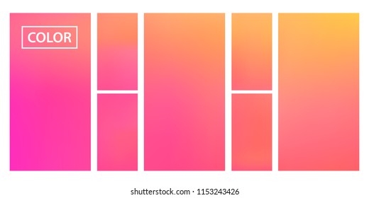 Pink, orange screen gradient set with modern abstract backgrounds. Colorful fluid cover for poster, banner, flyer and presentation. Template with screen gradient set for screens and mobile app.