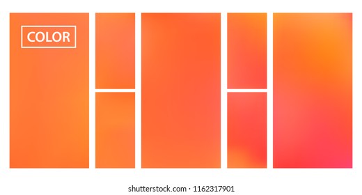 Pink, orange screen gradient set with modern abstract backgrounds. Colorful fluid cover for poster, banner, flyer and presentation. Template with screen gradient set for screens and mobile app.