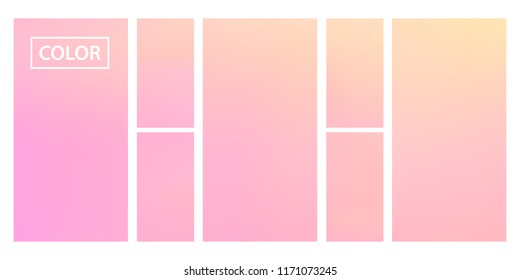 Pink, orange screen gradient set with modern abstract backgrounds. Colorful fluid cover for poster, banner, flyer and presentation. Template with screen gradient set for screens and mobile app.