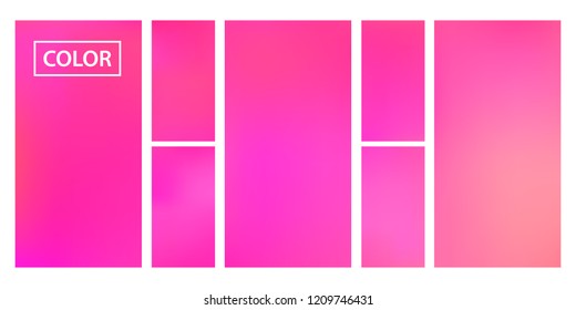 Pink, orange screen gradient set with modern abstract backgrounds. Colorful fluid cover for poster, banner, flyer and presentation. Template with screen gradient set for screens and mobile app.