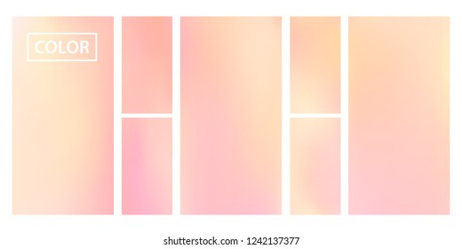 Pink, orange screen gradient set with modern abstract backgrounds. Colorful fluid cover for poster, banner, flyer and presentation. Template with screen gradient set for screens and mobile app.