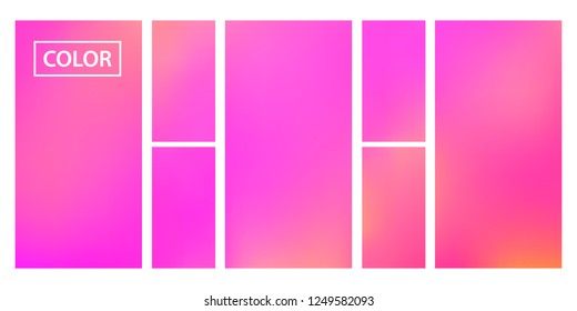 Pink, orange screen gradient set with modern abstract backgrounds. Colorful fluid cover for poster, banner, flyer and presentation. Template with screen gradient set for screens and mobile app.