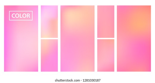 Pink, orange screen gradient set with modern abstract backgrounds. Colorful fluid cover for poster, banner, flyer and presentation. Template with screen gradient set for screens and mobile app.