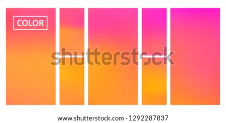 Pink, orange screen gradient set with modern abstract backgrounds. Colorful fluid cover for poster, banner, flyer and presentation. Template with screen gradient set for screens and mobile app.