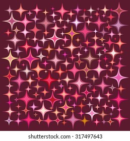pink orange star collection over a deep red backdrop