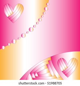 Pink and orange vector background with hearts