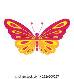Arte de clip de mariposa con vector rosa y naranja, aislado en fondo blanco