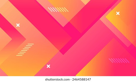 Pink orange and yellow vector minimalist simple abstract geometric gradient background. Abstract gradient shapes background for presentation, business report, card, banner, poster