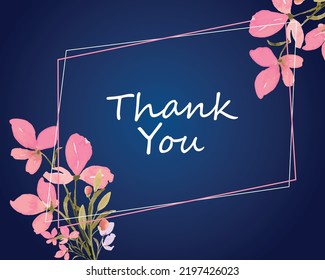 Pink orchid flower with deep blue background thank you card