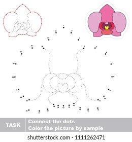 Pink Orchid Flower. Dot to dot educational game for kids.