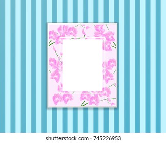 pink orchid frame on vintage wall