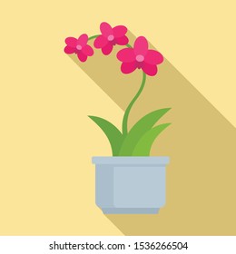 Pink orchid icon. Flat illustration of pink orchid vector icon for web design