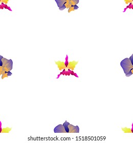 Pink Orchid. Purple Orchid. Vector illustration. Seamless background pattern. Floral botanical flower. Wild leaf wildflower isolated. Exotic tropical hawaiian jungle. Fabric wallpaper print texture.