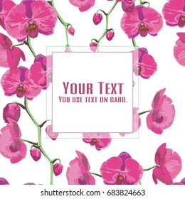 Pink orchid in the spring. Flower design for card, seamless, pattern and background. Vector illustration.