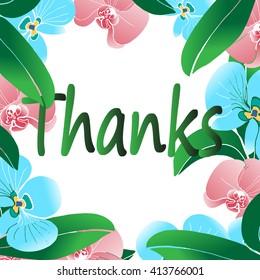 Pink Orchid Thank You Frame  Vector