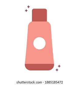 pink organic skin cream bottle with sparks vector illustration design