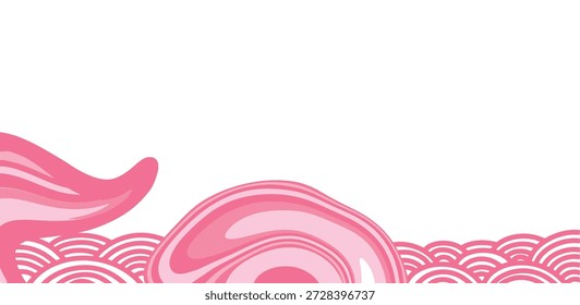 Ilustración vectorial de arte de línea de nube oriental rosa