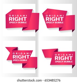 Pink origami paper banners for side tag. Price tag template for catalog. Color stickers for shop. Vector