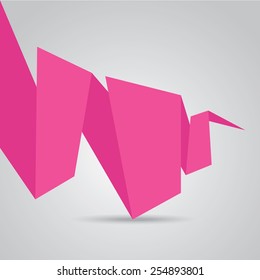 pink origami paper speech bubble or web banner .vector illustration