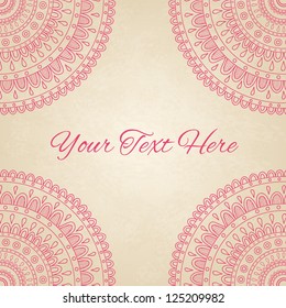 Pink ornament background with text for your text. Vector image