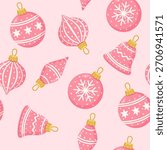 Pink Ornament Christmas Seamless Pattern