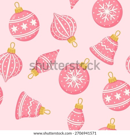 Pink Ornament Christmas Seamless Pattern