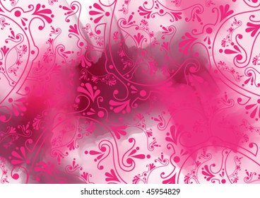 pink ornament on pink watercolor