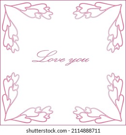 Pink ornamental frame, decorative border with heart shaped balloons for greeting cards, banners, invitations with . Isolated vector illustration. Valentine's day frame.