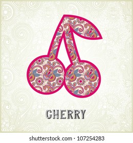 Pink ornamental pattern cherry silhouette
