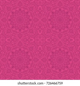 Pink ornamental seamless pattern, lace background isolated on white background. Vector illustration.