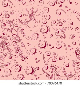 Pink ornate romantic seamless pattern