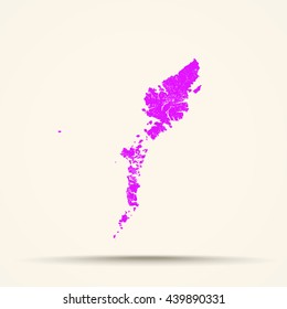 Pink Outer Hebrides Map Illustration