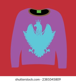 El conjunto rosa frente al fondo y el patrón rey águila en azul frente a él
