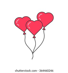 pink outline balloon like heart. concept of baloon, event, joy, present, ballon, romance, up to the sky, leisure. isolated on white background. flat style trend modern logo design vector illustration