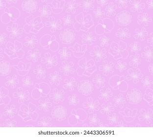 Fondo De Patrón Floral De Contorno Rosa