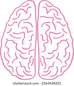  Pink Outline Human Brain Isolated Vector Graphic
