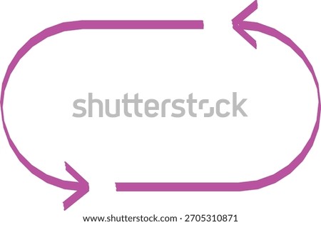Pink oval cycle arrow illustration on white background for process and flow.